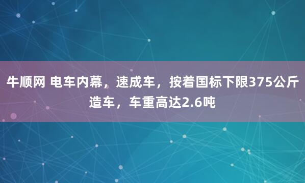 牛顺网 电车内幕，速成车，按着国标下限375公斤造车，车重高达2.6吨