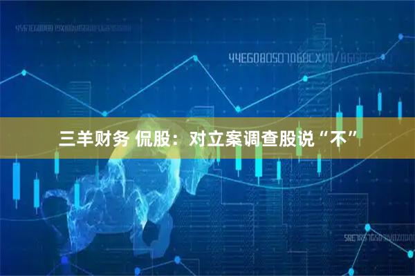 三羊财务 侃股：对立案调查股说“不”